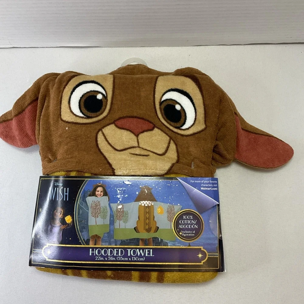 DISNEY Wish Valentino 22x51 Hooded Towel+‎ Wish Star Surprise Figurine Inside